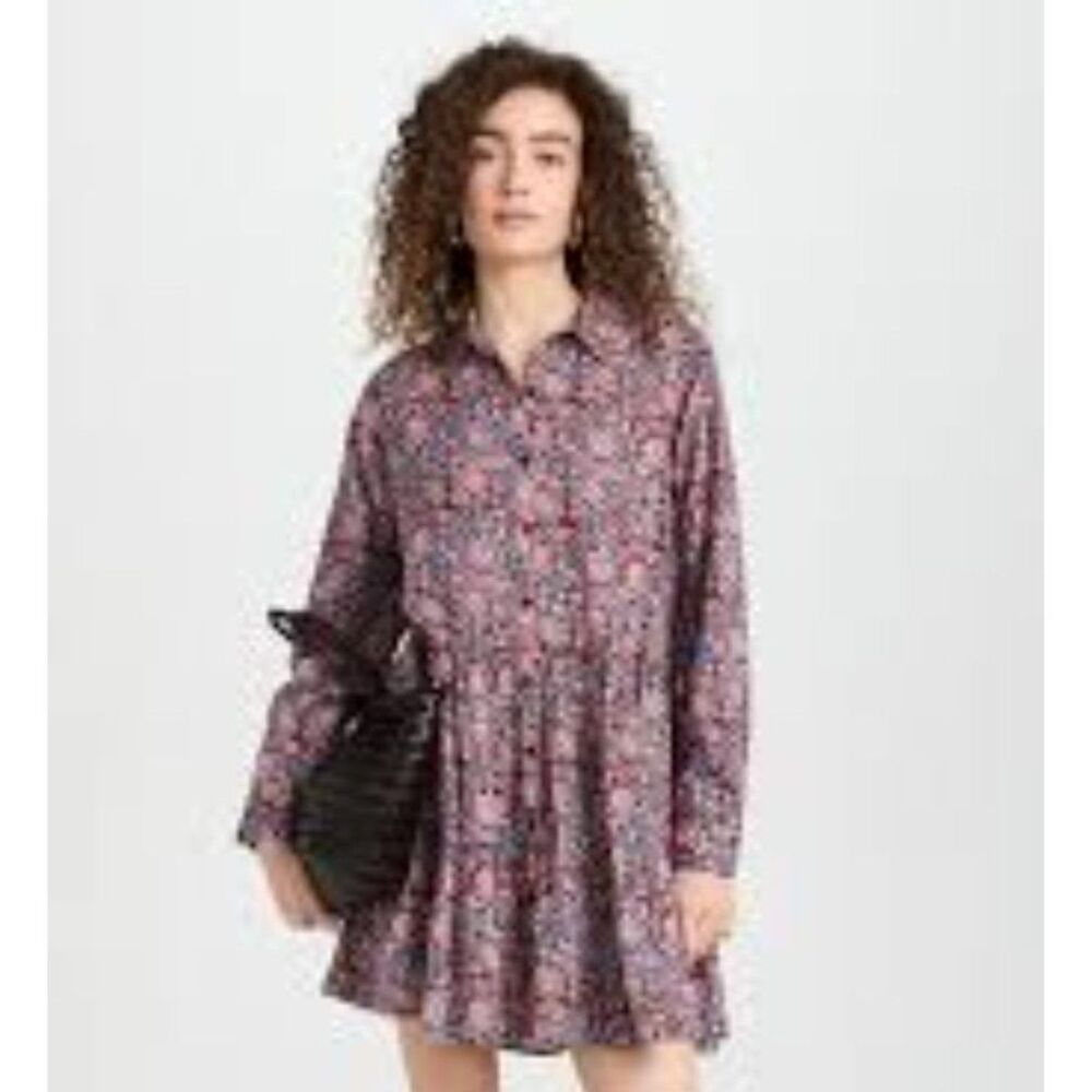 Apiece Apart Anna Shirt Dress Bella Floral Paisley Sz Small 100% Organic Cotton